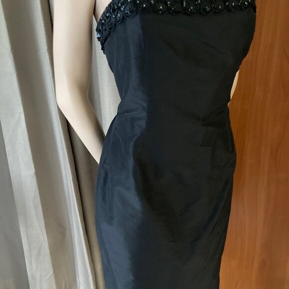 STUNNING COUTURE BAGDLEY MISCHKA COCKTAIL BEADED STRAPLESS DRESS & JACKET 8 SILK - Picture 2 of 10